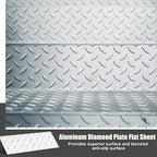 4pcs Diamond Plate Sheet Metal Heavy Duty Tread Aluminum Sheet Diamond Tread Plate for Wall Covering, Cargo Trailer, RV and More (6'' X 12'' X 0.08'',Silver)