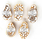 Hashcart Small Wooden Stamp Block - Printing Stamp Design Set | Block for Printing Saree Border | Dresses, Craft Card Making, Scrapbook, Clay Pottery | Set of 5