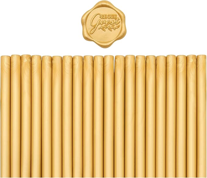SWANGSA 20 Pieces Glue Gun Sealing Wax Sticks Gold for Wax Seal Stamp, Great for Wedding Invitations, Christmas Cards, Envelopes, Wine Packages, Gift Wrapping (Gold)