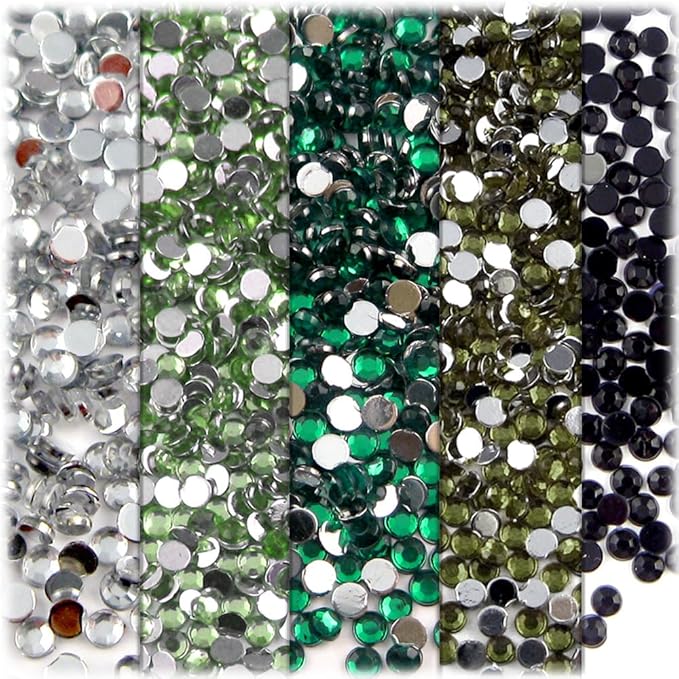 The Crafts Outlet 5-PK Set (7,200-Piece), Round 3mm Rhinestones, Flatback, Pink Tones