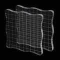 2-Piece Clear Stamp Blocks Set - 4 x 4 inch Wave-Like Acrylic Stamps with Grid Lines for Scrapbooking