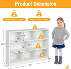 KOTEK Toy Storage Organizer, 8 Cubby Kids Bookshelf, Wooden 4-Tier Bookcase Storage Cabinet, Open Display Book Shelf for Daycare, Nursery, School Classroom, Playroom & Bedroom (White, 8 Cubes)