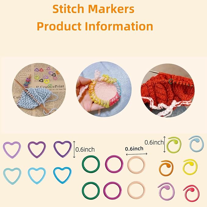 50Pcs Spiral Stitch Markers for Crocheting,Split Ring Stitch Markers with Box Metal Stitch Markers for Knitting Sewing DIY Handmade Crafts