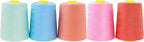 Mandala Crafts 5 Pack of Serger Threads Cones Spools - 40S/2 30000 Yards Polyester Pastel Threads for Sergers Machine and Overlock Quilting Sewing Machine