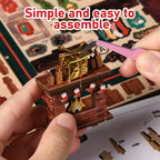 Book Nook Kit - DIY Miniature Dolls House Kit with Furniture and LED Light, 3D Puzzle Wooden Art Bookends, Model Kits for for Adults and Teens (Christmas Shop)
