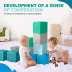Foam Building Blocks for Kids: 12-Pieces PU Leather Colorful Foam Blocks - Building Toys for Toddler - Giant Stacking Blocks Toys - Soft Indoor Playset for Birthday Gift Preschool Learning (Modern)