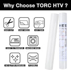 TORC White Glitter HTV Heat Transfer Vinyl Rolls Iron on Vinyl for T Shirts Crafts Total 12 inch x 10 ft
