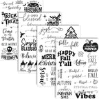Whaline 4 Sheets Holiday Clear Stamps Fall Halloween Christmas Nativity Scene Greeting Words Silicone Transparent Stamps for DIY Craft Card Making Scrapbooking Embossing Album Decor