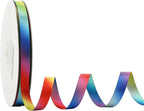 MEEDEE Rainbow Satin Ribbon - 3/8 inch Colored Ribbon for Crafts, Gift Wrapping, Birthday Party, Pride Party, Wedding Decorating - 50 Yards