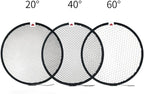 7" Standard Reflector Lamp Shade Dish Diffuser with 20° /40°/ 60° Honeycomb Grid White Soft Cloth for Bowens Mount Studio Strobe Flash Light Speedlite