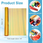 MECCANIXITY Holographic Clear PVC Vinyl Film Holographic PVC Fabric Waterproof Dichroic Film 12 x 48 Inch for Handbags Bows Earrings DIY Craft,Laser Dark Yellow