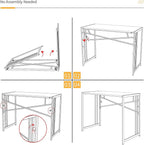 35 inch Folding Small Desk, Writing Gaming Computer Camping Desk for Small Spaces, No Assembly Required Home Office Table, Mahogany