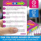 QUOKKA Trivia Board Games for Kids and Adults - Version V2.0 - Family Night Science Games 4xSet Higher or Lower Trivia Cards | Guess Fun Questions | 2 + Players - Challenge Your Science Knowledge