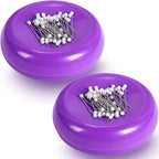 Waydress 2 Pieces Magnetic Pin Holder Sewing Pincushion Round Paper Clip Holder Magnetic Cushion Sewing Pin Push Hairclip Storage Case Needle Cushion for Sewing DIY Project(Purple)