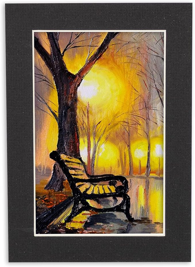 6x8 Mat for 8x10 Frame - Precut Mat Board Acid-Free Textured Black 6x8 Photo Matte For a 8x10 Picture Frame, Premium Matboard for Family Photos, Show Kits, Art, Picture Framing, Pack of 10 Mats