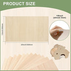 10 Pack Basswood Sheets 1/8x12x20 Inch, Unfinished Wood for Crafts, 3mm Basswood for Laser Cutting & Engraving, Wood Burining,Architectural Models, Plywood for Painting.