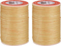 uxcell Round Leather Sewing Waxed Thread, 55m / 60 Yards Polyester Wax String, 0.80mm Wax Stitching Cord for Leather Crafts, Bookbinding, Bracelets Braided, Pale Cream, 2pcs