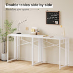 Small Folding Desk 35 inch, No Assembly Required Narrow Office Desk, Writing Gaming Computer Camping Table, White