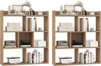 Giantex 7 Cubes Bookshelf, Free-Standing Wooden Bookcase, 4 Tier Home Display Shelf, Horizontal Storage Unit w/Anti-Toppling Devices, Open-Back Display Rack for Study, Living Room (2, Natural)