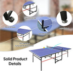 Professional Foldable Ping Pong Table for Indoor & Outdoor - 8FT Mid-Size Table Tennis Table with Net, 2 Table Tennis Paddles and 3 Balls - Quick & Easy Assembly