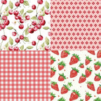 6x6 Berries & Blossoms Scrapbook Paper Pad | 24 Sheets (12 Designs) 160gsm Acid Free Cardstock | Strawberry, Cherry, Raspberry & Watermelon Patterns for Summer Crafts & Card Making