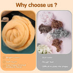 3.53oz Wool Roving Yarn, Wool Felting Supplies, Pure Wool, Chunky Yarn, Spinning Wool Roving for Needle Felting Wet Felting DIY Hand Spinning (Light Orange)
