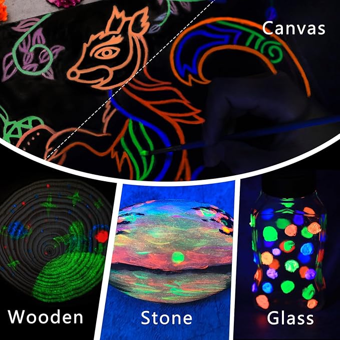 Artecho Glow in the Dark Paint, Neon Yellow Paint (120ml / 4.05oz) Tubes, Art Craft Paints for Canvas, Rock, Stone, Wood, Fabric, Art Supplies