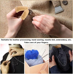 2 Pairs Leather Finger Protector Needle Felting Knitting Finger Thimble Guards Tools for Hand Craft Sewing Needlework Handmaking(Random Color)