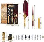 Hethrone Feather Pen and Ink Set - Quill Pens Calligraphy Pen Set Fountain Dip Pen