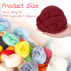 PATIKIL Wool Roving Yarn, 250G/8.8OZ Felting Wool Pure Roving Yarn, Wine Red