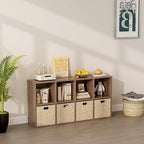 8-Cube Storage Shelf Bookcase - Wooden 4-Tier Floor Standing Open Bookshelf for Home and Office, Cuby Orgainzer, Walnut