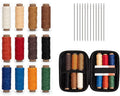 WUTA Leather Waxed Thread Round Polyester Sewing Threads with 12 Pcs Needles and Storage Bag Leather Craft Hand Stitching Line DIY Bracelet Thread Repair Work Cord (0.55mm