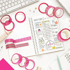 12 Rolls Western Washi Tape, Pink Wild West Masking Tapes, Western Cowboy Cowgirl Decorative Paper Stickers for Scrapbook Journal DIY Art Crafts Wrapping Birthday Party Supplies 16.4FT