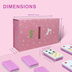 IDTQ Dominoes Set for Adults, Double 6 Dominos Game Set with 28 Domino Tiles Double with Upscale Gift Boxes -7 Polyhedral Dice -Classic Board Games (Pink)