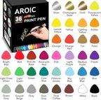 36 Pack Oil-Based Paint Pens for Rock Painting - Write On Anything Waterproof Painting Marker Pen for Wood, Metal, Plastic, Glass, Canvas, Ceramic & More Low-Odor, Medium-Tip Painting Markers