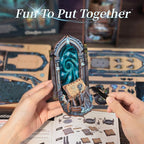 Fsolis Book Nook Kit, DIY Miniature Room House Kit 3D Wooden Puzzle Craft Kit for Adults Decorative Bookend Bookshelf Bookcase Nook Decor Gifts for Women Teens and Book Lovers (The Gate of Wonderland)
