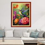 Joyhoor Cross Stitch Kits for Beginners Stamped Cross-Stitch Supplies Needlework preprint Embroidery Kits for Adults DIY Needlepoint Kits Embroidery Patterns 11CT-Hummingbird Flowers 16x20 inchs