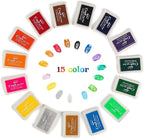 Craft Ink Pad Stamps Partner DIY Color,15 Color Craft Ink Pad for Stamps, Paper, Wood Fabric (Pack of 15)