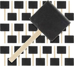 US Art Supply 3 inch Foam Sponge Wood Handle Paint Brush Set (Super Value Pack of 30 Brushes) - Lightweight, Durable and Great for Acrylics, Stains, Varnishes, Crafts, Art
