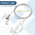 uxcell 5Pcs Picture Hanging Wire Kit, 2.5 m x 1.5 mm Heavy Duty Picture Hangers Adjustable Wire Rope with S-Hooks and Loop, Load 35kg/77.1 lbs for Hanging Mirrors Light Lamp Artwork