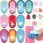 Harloon 10 Pcs Craft Hole Punch Shapes 1 Inch Paper Punch Hole Mix Shapes Cutters for Paper Crafting Scrapbooking Kids Teacher Office Supplies (Rich)