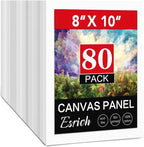 ESRICH Canvas Boards for Painting 8x10, 80 Pack Painting Canvas, Primed Cotton Canvas Panels 8x10 for Oil Paint, Watercolor, Acrylic Paint, Gouache and Tempera.