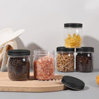 novelinks 8 oz Clear Plastic Jars with Screw-On Lids - BPA-Free Refillable Storage Containers for Slime, Spices, Crafts, Kitchen & Home Organization (32 Pack,Black)