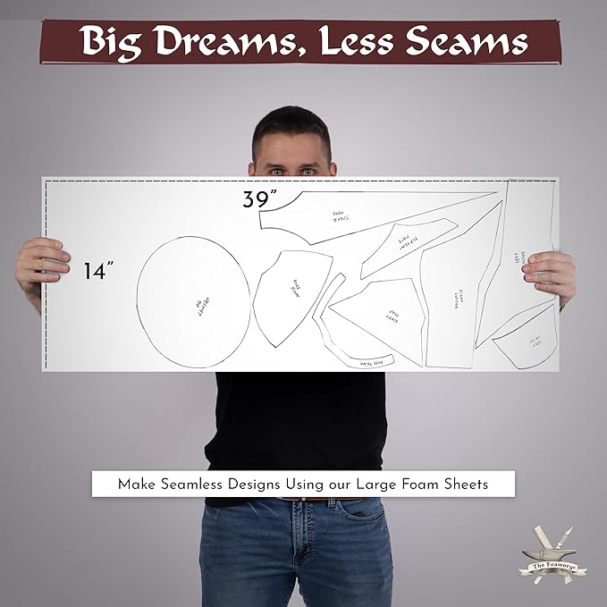 2-Pack Shape Retention EVA Cosplay Foam - 2mm Thick (White) 14x39 inch High Density EVA Craft Foam Sheets - Premium 85 kg/m3 Heat Shape Material for DIY, Comic, Con or Halloween Costumes - The Foamory