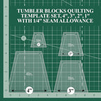 Quilting Acrylic Template Set | Precision Tools for Quilting Enthusiasts | Tumbler Blocks Design | Includes Sizes 4", 3", 2", 1" | 1/8 Clear Acrylic | 1/4" Seam Allowance for Accuracy