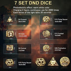 Rechargable DND Dice Set, Light Up Dice, 7PCS Glowing LED Dice Electronic Dices, D&D Polyhedral Dice Set for RPG Role Playing Table Game