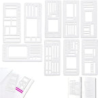 Handmade Flexible Record Template, Planner Stencil Set for Dot Grid Journals, DIY Flexible Drawing and Checklist Templates Suitable for Various Occasions (A+B+C)