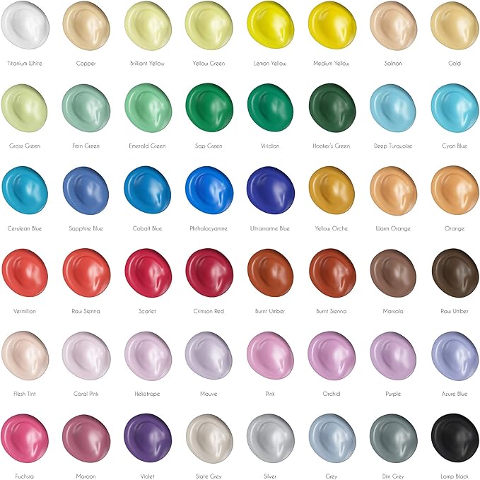 Zenacolor Oil Paint Set 48 x 12mL (0.4Oz) Pack of 48 Tubes of Oil Paints for Canvas Painting