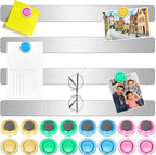 Wukong 4 Pack | 30x3cm(11.81 x 1.18) Magnetic Stainless Silver Boards Strips, Adhesive Backing Bulletin Bar Board, Memo Board with 16Pcs Colorful Magnets for Office, Home, Photo Wall, Document