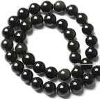 8MM 90pcs Natural Black Obsidian Stone Energy Healing Beads Round Loose Beads for Jewelry Making Bracelet 2 Strands 32"